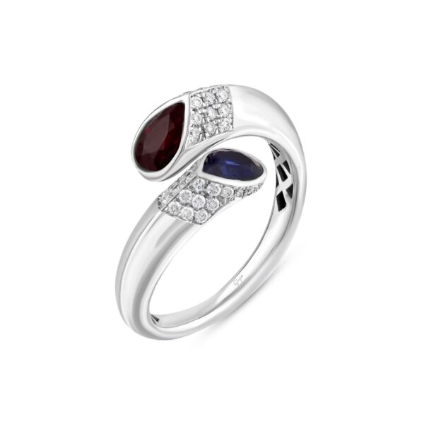 1,64 Karat Tasarım Pırlanta Safir ve Yakut  Yüzük